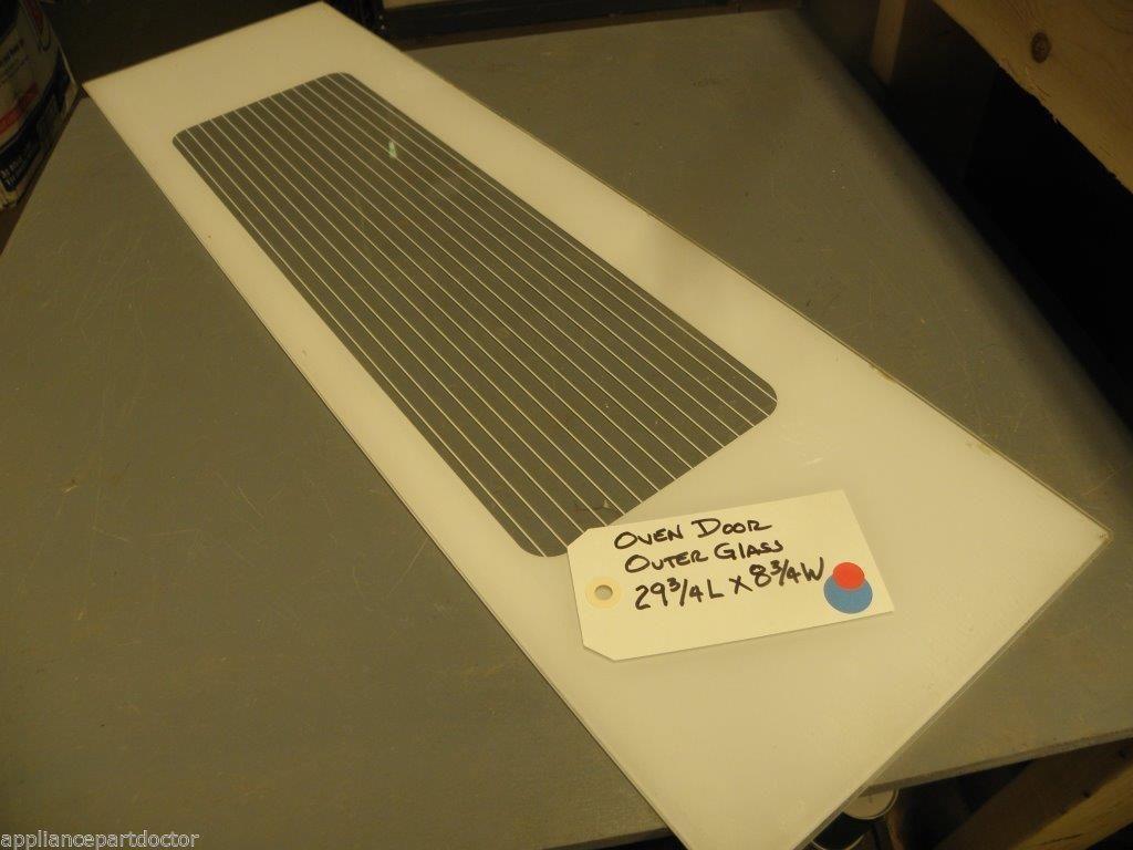 29 3/4L X 8 3/4W Oven Door Outer Glass (white) ( some scratches ) USED PART 29 3/4L X 8 3/4W Oven Door Outer Glass (white) ( some scratches ) USED PART